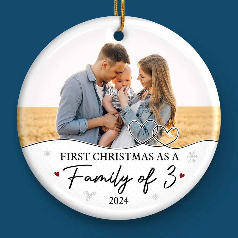 Custom Photo Home Is Where The Heart Is, Especially At Christmas - Family Personalized Custom Ornament - Ceramic Round Shaped - Christmas Gift For Family Members, First Christmas