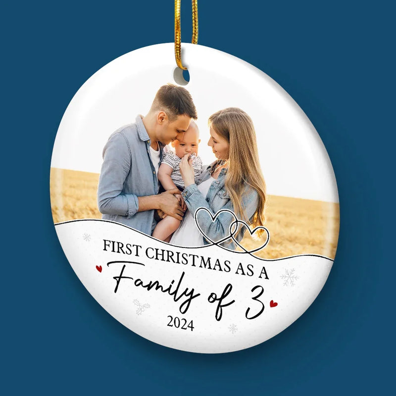 Custom Photo Home Is Where The Heart Is, Especially At Christmas - Family Personalized Custom Ornament - Ceramic Round Shaped - Christmas Gift For Family Members, First Christmas