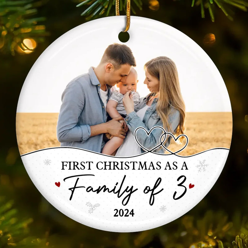 Custom Photo Home Is Where The Heart Is, Especially At Christmas - Family Personalized Custom Ornament - Ceramic Round Shaped - Christmas Gift For Family Members, First Christmas