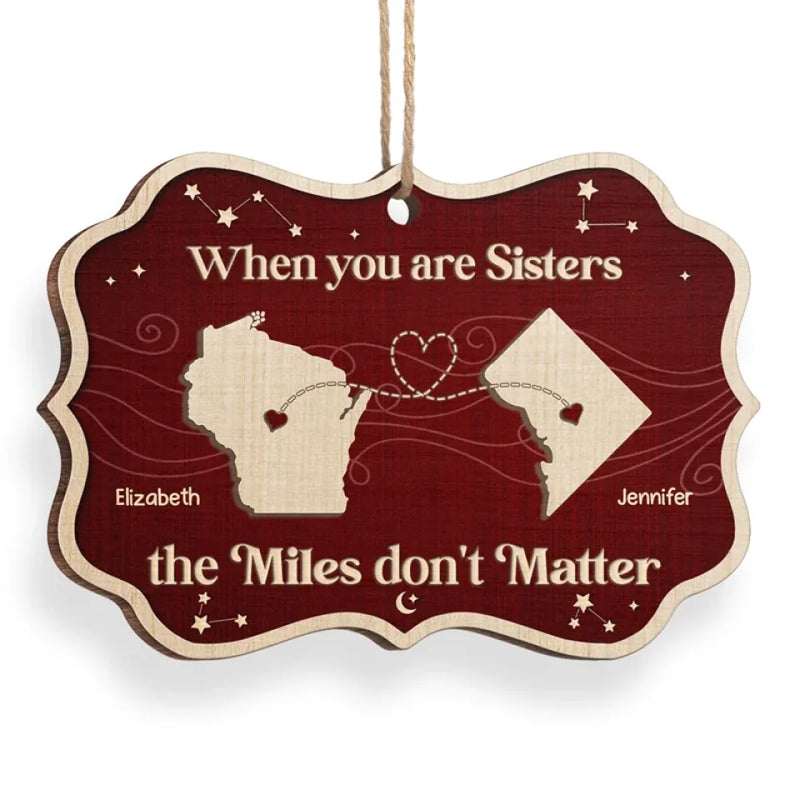 Distance May Separate Us Physically, But Our Love Keeps Us Connected - Family Personalized Custom Ornament - Wood Benelux Shaped - Christmas Gift For Family Members