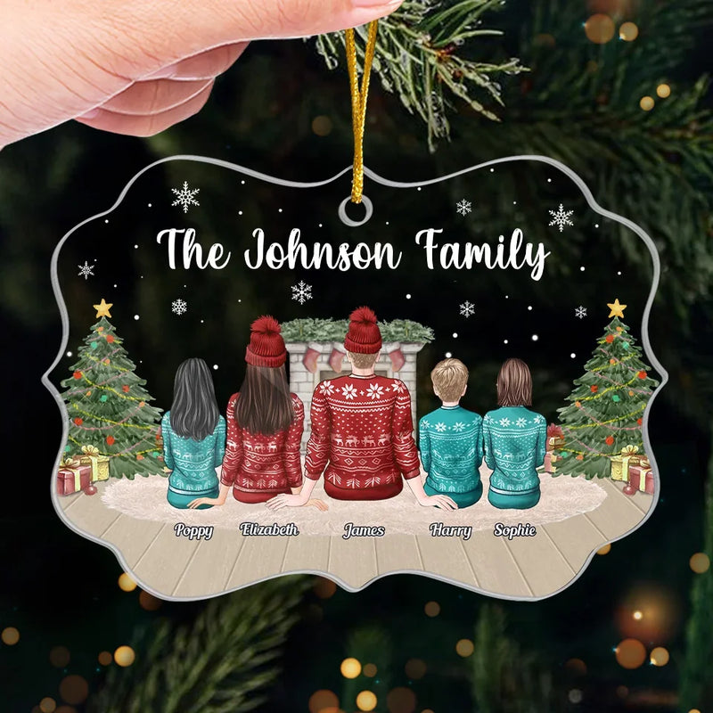 Together With Family, Christmas Becomes A Cherished Memory - Family Personalized Custom Ornament - Acrylic Benelux Shaped - Christmas Gift For Family Members