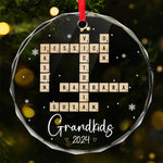 The True Happiness Of Christmas Is Gathering Around Grandma - Family Personalized Custom Circle Glass Ornament - Christmas Gift For Grandma