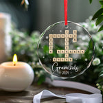 The True Happiness Of Christmas Is Gathering Around Grandma - Family Personalized Custom Circle Glass Ornament - Christmas Gift For Grandma
