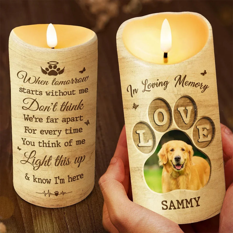 Custom Photo Light This Up And Know I'm Here - Memorial Personalized Custom LED Candle - Sympathy Gift, Christmas Gift For Family Members