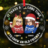 May Santa Find You Worthy Of A Christmas Gift, Friend - Bestie Personalized Custom Circle Glass Ornament - Christmas Gift For Best Friends, BFF, Sisters