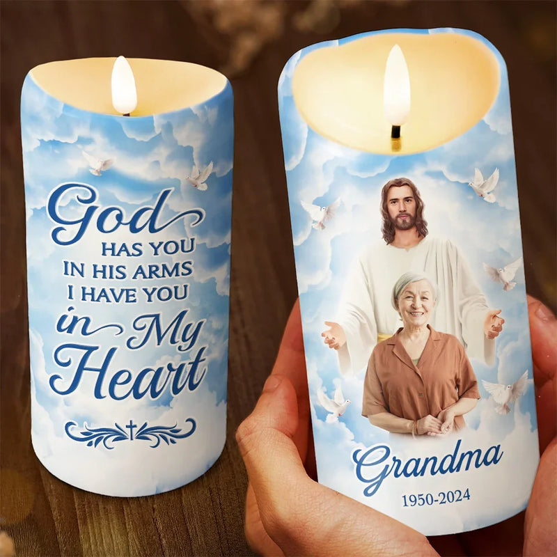 Custom Photo A Life That Touches Others Goes On Forever - Memorial Personalized Custom LED Candle - Sympathy Gift, Christmas Gift For Family Members