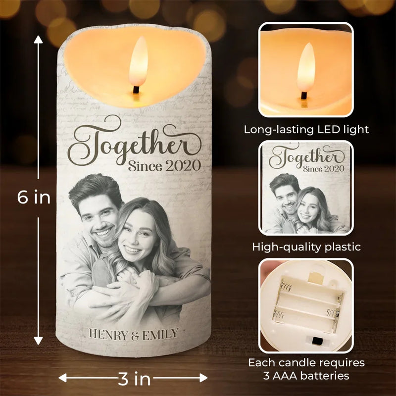 Custom Photo The Best Moments Are The Ones Spent With You - Couple Personalized Custom LED Candle - Christmas Gift For Husband Wife, Anniversary