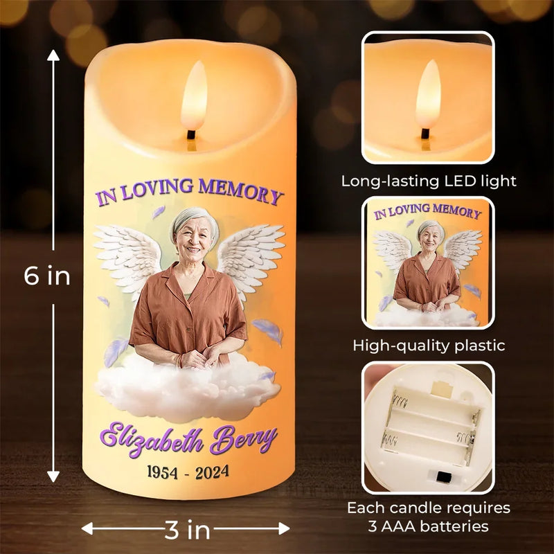 Custom Photo In Loving Memory - Memorial Personalized Custom LED Candle - Christmas Gift, Sympathy Gift, New Arrival Gift For Family Members