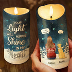 Your Light Will Always Shine In My Heart - Memorial Personalized Custom LED Candle - Sympathy Gift, Christmas Gift For Dog Lovers, Pet Lovers