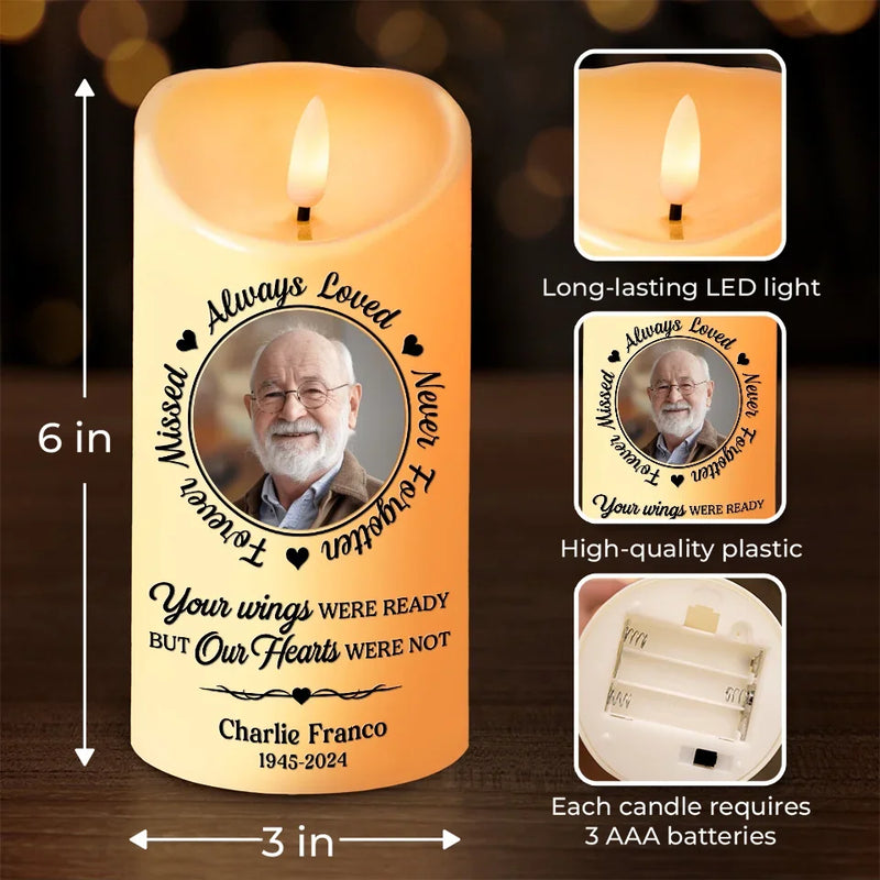 Custom Photo Forever In Our Hearts - Memorial Personalized Custom LED Candle - New Arrival, Christmas Gift, Sympathy Gift For Family Members