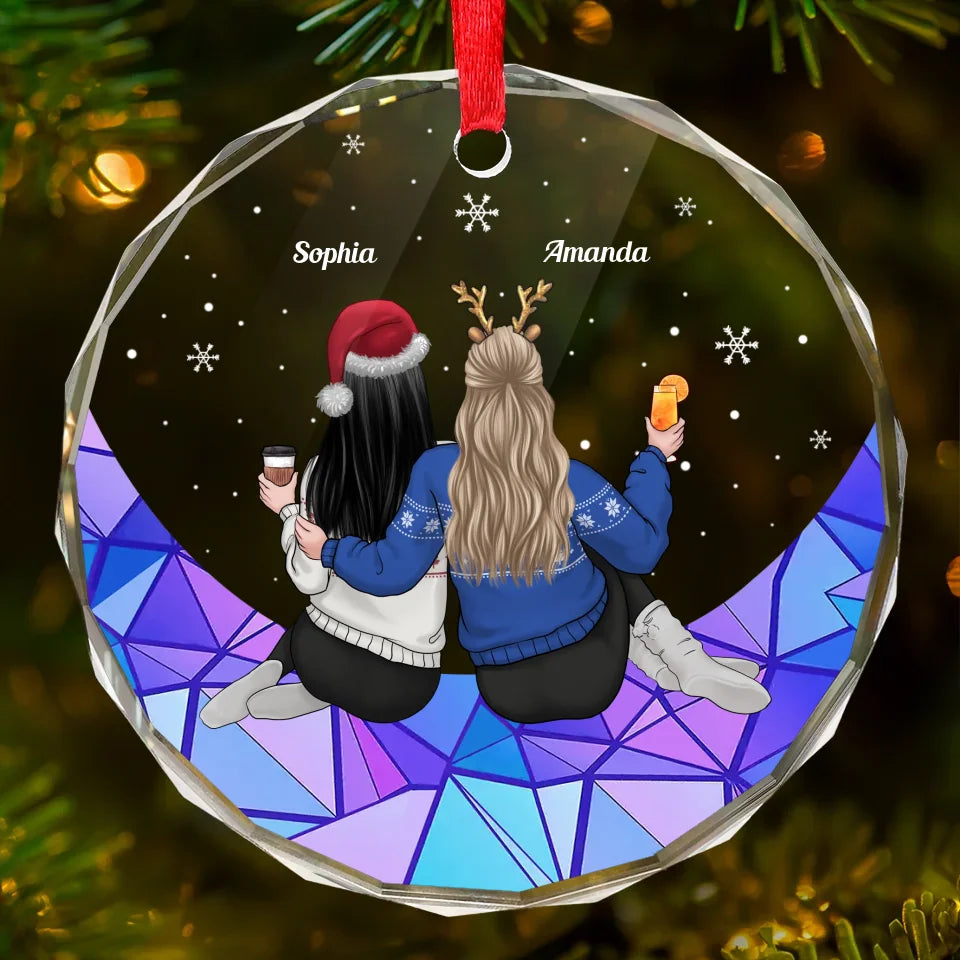 Best Friend Christmas Ornament - Friendship Gifts For Women, Ceramic Heart Ornament With Gift Box