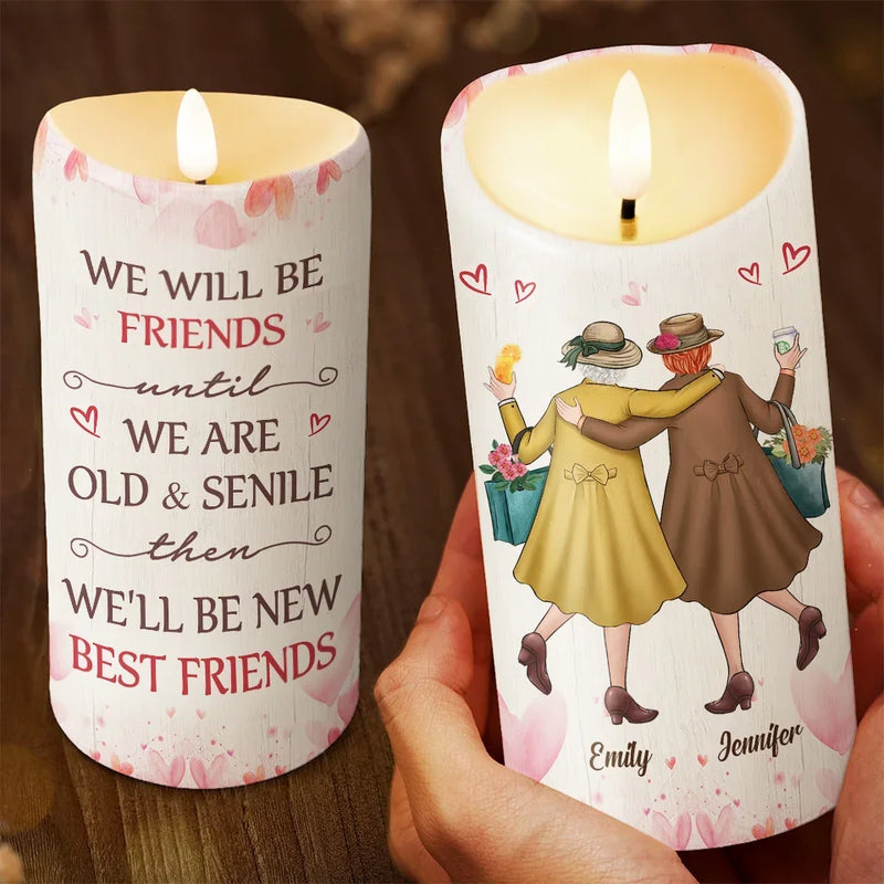 Besties Forever, No Matter What - Bestie Personalized Custom LED Candle - Christmas Gift For Best Friends, BFF, Sisters