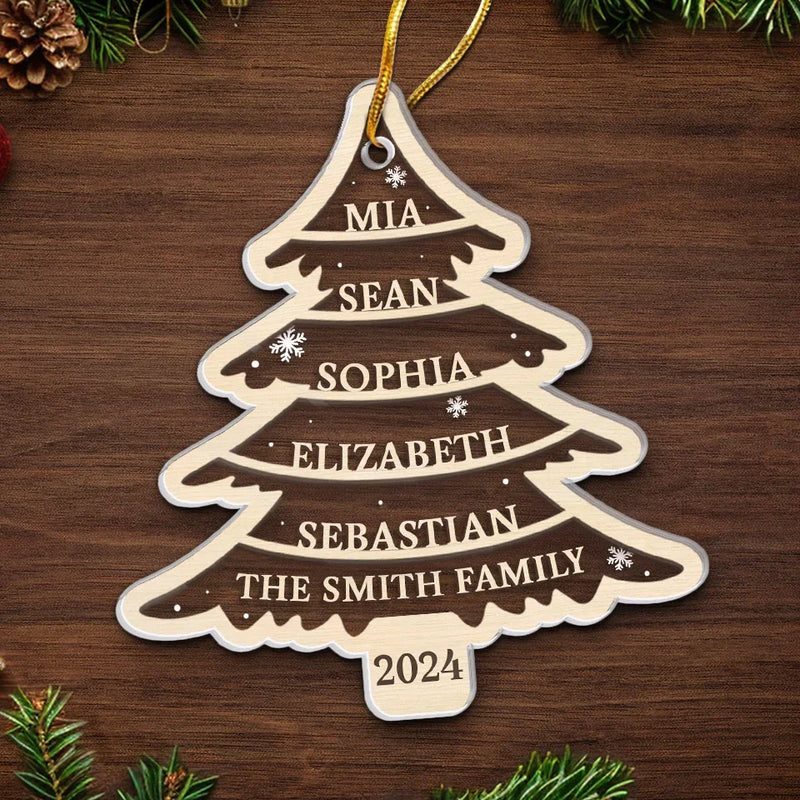 Our Christmas Tree Shines Bright - Family Personalized Custom Ornament - Acrylic Custom Shaped - Christmas Gift For Family Members