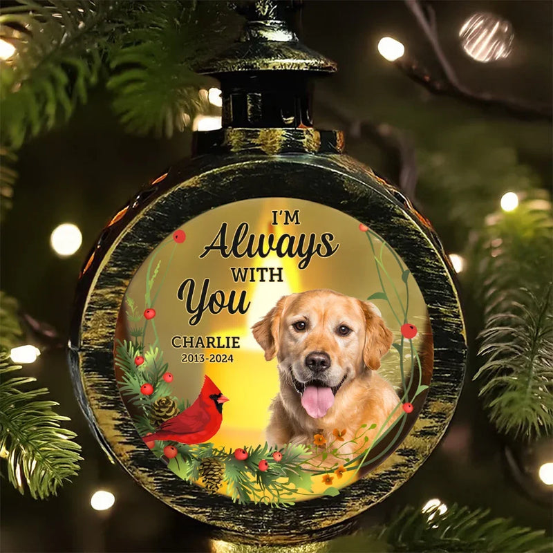 Custom Photo Time Spent With Pets Is Never Wasted - Memorial Personalized Custom Candlelight Lantern Ornament - Sympathy Gift, Christmas Gift For Pet Owners, Pet Lovers