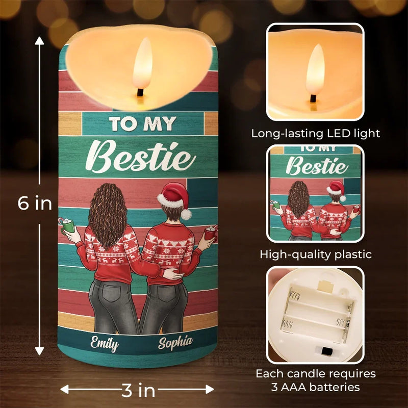 You're My Unbiological Sister - Bestie Personalized Custom LED Candle - Christmas Gift For Best Friends, BFF, Sisters