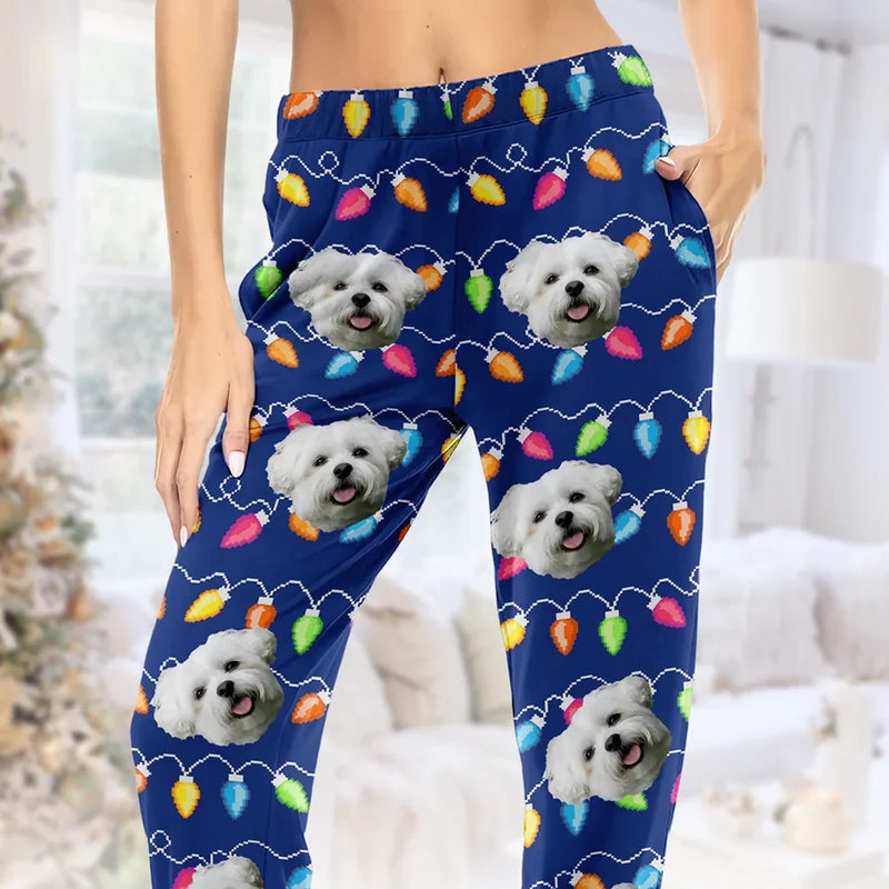Custom Photo Wishing You A Howliday Season Full Of Joy And Tail Wags! - Dog & Cat Personalized Custom Pajama Pants - Christmas Gift For Pet Owners, Pet Lovers