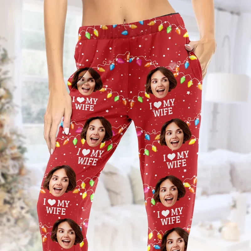Custom Photo Dear Santa, I Don't Need Anything But This - Couple Personalized Custom Pajama Pants - Christmas Gift For Husband Wife, Anniversary