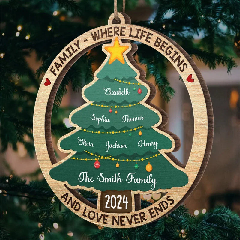 A Family Is The Sparkle On The Christmas Tree Of Life - Family Personalized Custom Ornament - Wood Custom Shaped - Christmas Gift For Family Members