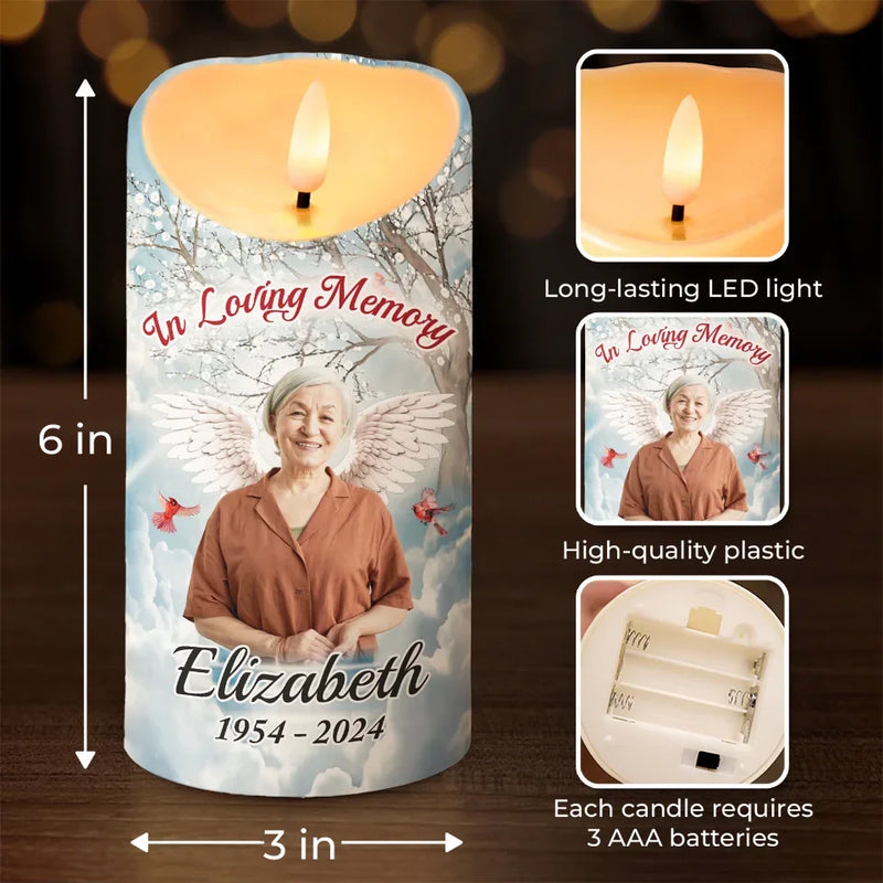 Custom Photo The Memory Of A Life Filled With Love Continues To Shine - Memorial Personalized Custom LED Candle - Sympathy Gift, Christmas Gift For Family Members