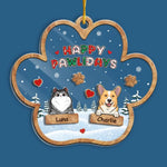 Happy Pawlidays - Dog & Cat Personalized Custom 3 Layers Shaker Ornament - Christmas Gift For Dog Lovers, Cat Lovers