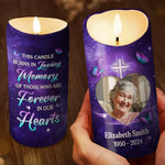Custom Photo A Candle Flickers, But In Your Heart, I Still Burn Bright - Memorial Personalized Custom LED Candle - Sympathy Gift, Christmas Gift For Family