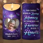 Custom Photo A Candle Flickers, But In Your Heart, I Still Burn Bright - Memorial Personalized Custom LED Candle - Sympathy Gift, Christmas Gift For Family