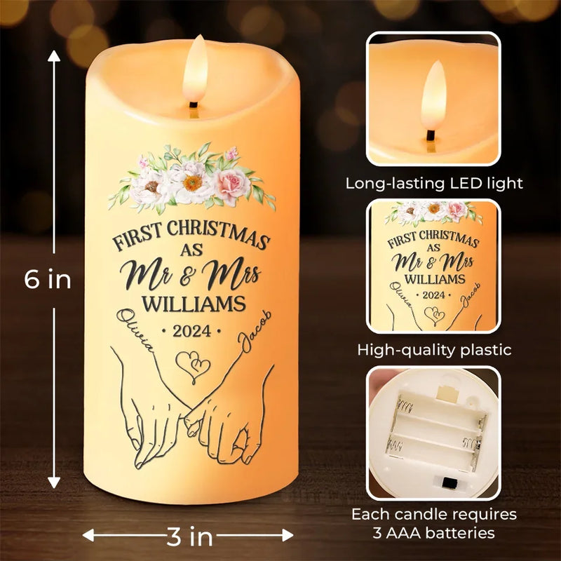 Our First Christmas Together - Couple Personalized Custom LED Candle - Christmas Gift For Husband Wife, Anniversary, First Christmas