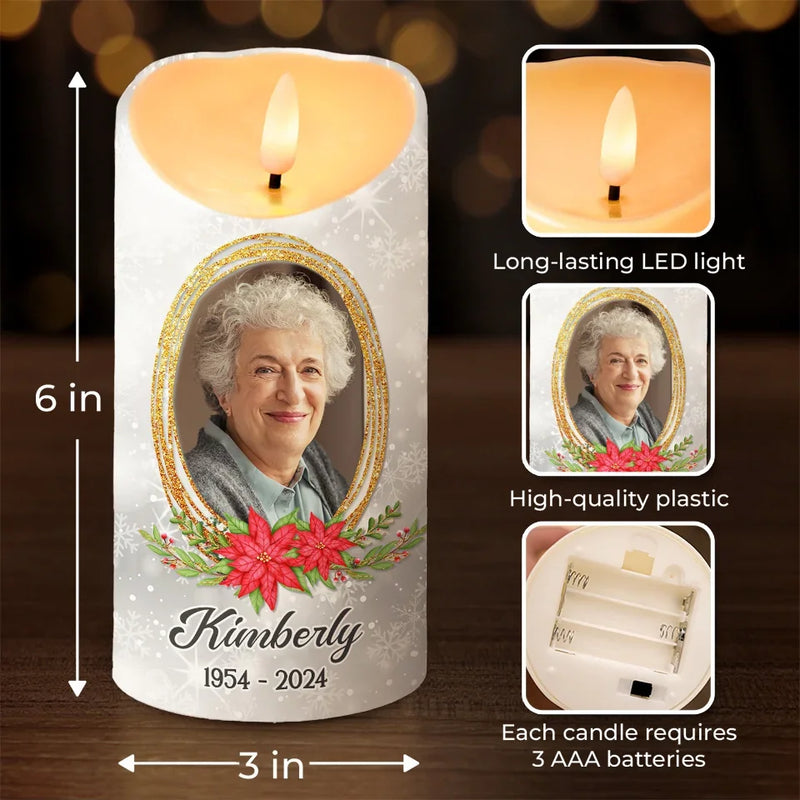 Custom Photo Always In Our Hearts - Memorial Personalized Custom LED Candle - Sympathy Gift, Christmas Gift For Family Members