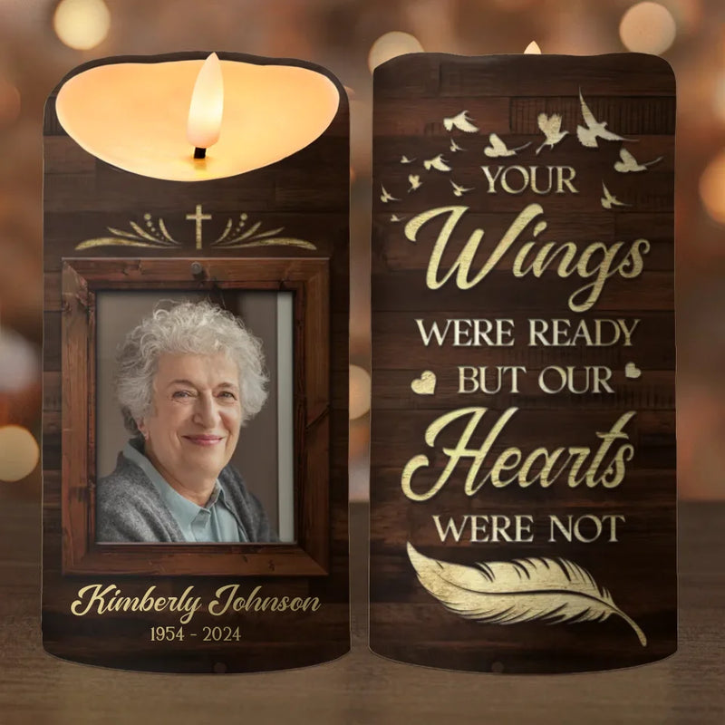 Custom Photo There Are No Goodbyes For Us - Memorial Personalized Custom LED Candle - Sympathy Gift, Christmas Gift For Family Members