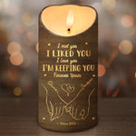 Love Is A Flame That Never Goes Out - Couple Personalized Custom LED Candle - Christmas Gift For Husband, Wife, Couple