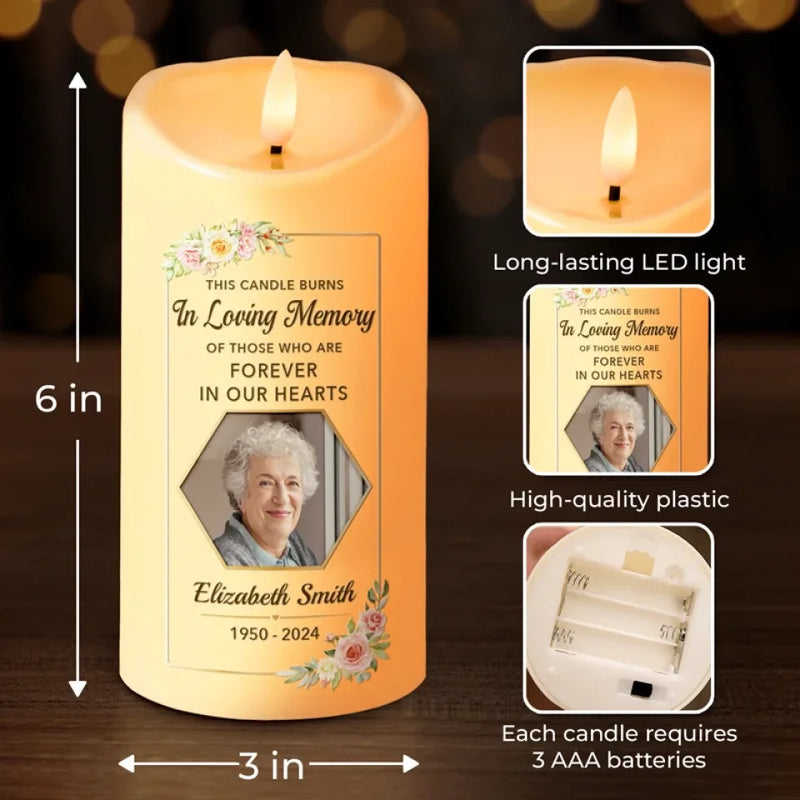 Custom Photo In Loving Memory Of A Gentle Soul - Memorial Personalized Custom LED Candle - Sympathy Gift, Christmas Gift For Family Members