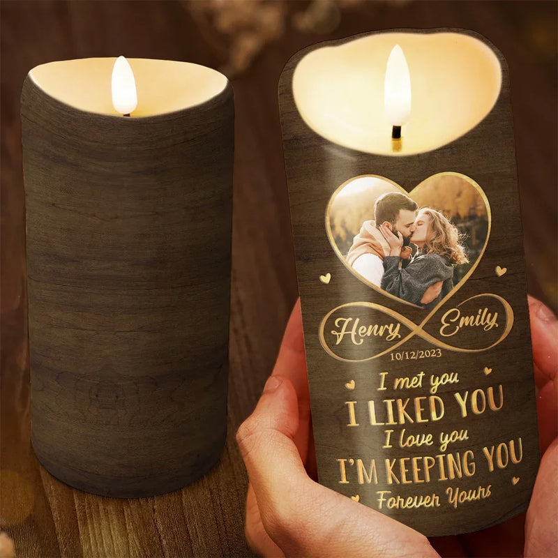 Custom Photo You Make My Heart Skip A Beat - Couple Personalized Custom LED Candle - Christmas Gift For Husband Wife, Anniversary