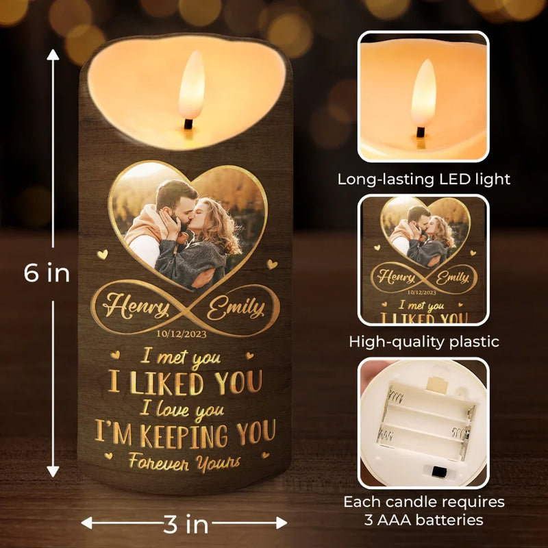 Custom Photo You Make My Heart Skip A Beat - Couple Personalized Custom LED Candle - Christmas Gift For Husband Wife, Anniversary