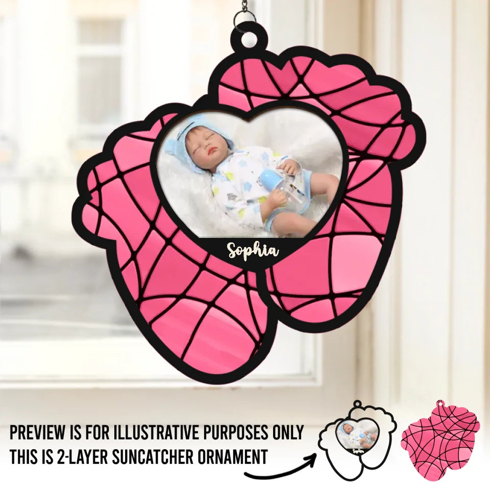 Personalized Baby Portrait Picture Window Hanging Suncatcher, Birthday Gift To Son - Christmas Gift For Son, Stained Glass Suncatcher - Australia