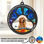 Custom Photo Hard To Say Goodbye To You - Memorial Personalized Window Hanging Suncatcher Ornament - Sympathy Gift For Pet Owners, Pet Lovers