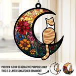Chasing Butterflies In Heaven - Memorial Personalized Window Hanging Suncatcher - Sympathy Gift For Cat Lovers, Pet Lovers