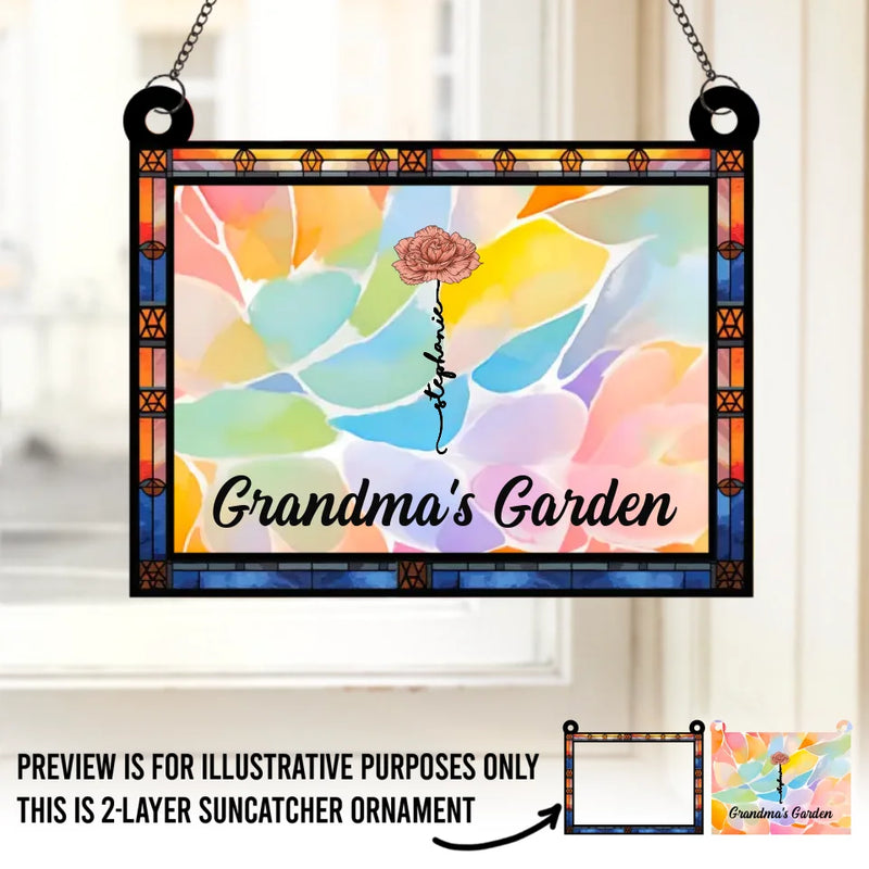 The True Power Behind The Power - Family Personalized Window Hanging Suncatcher - Gift For Mom, Grandma