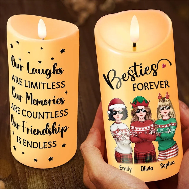 Real Friends Make Every Moment Count - Bestie Personalized Custom LED Candle - Christmas Gift For Best Friends, BFF, Sisters