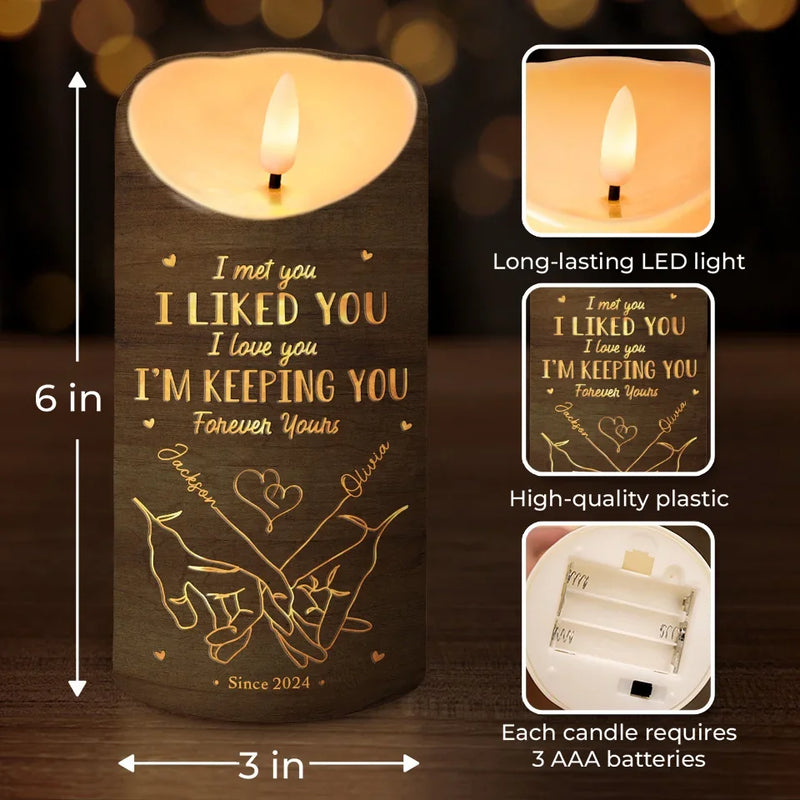 Love Is In Every Touch - Couple Personalized Custom LED Candle - Christmas Gift For Husband Wife, Anniversary