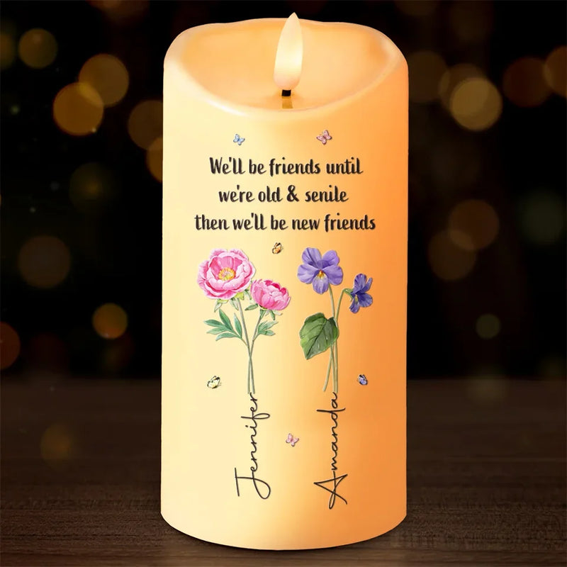 Bloom Where We Grow, Bestie - Bestie Personalized Custom LED Candle - Christmas Gift For Best Friends, BFF, Sisters