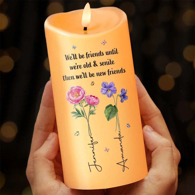Bloom Where We Grow, Bestie - Bestie Personalized Custom LED Candle - Christmas Gift For Best Friends, BFF, Sisters