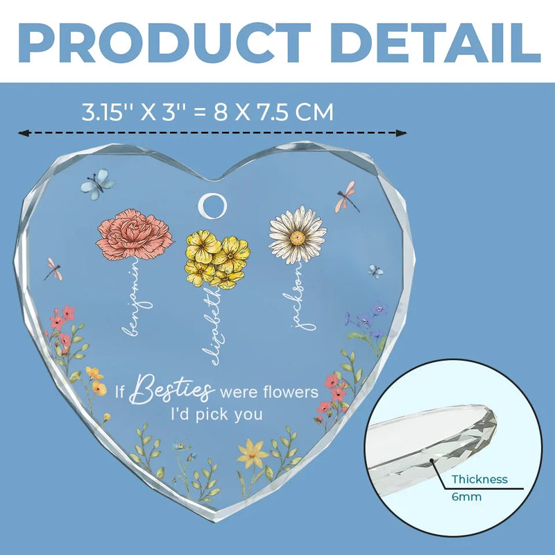 A Friend Like You Is A Blooming Miracle - Bestie Personalized Custom Heart Glass Ornament - Christmas Gift For Best Friends, BFF, Sisters
