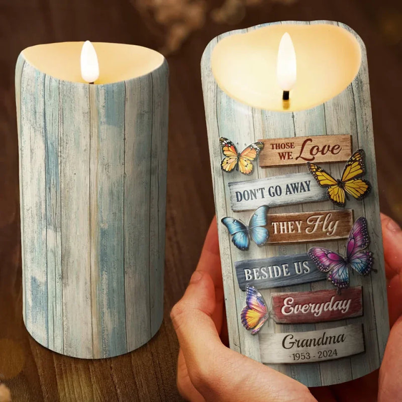 Your Spirit Continues To Inspire - Memorial Personalized Custom LED Candle - Christmas Gift, Sympathy Gift For Family Members