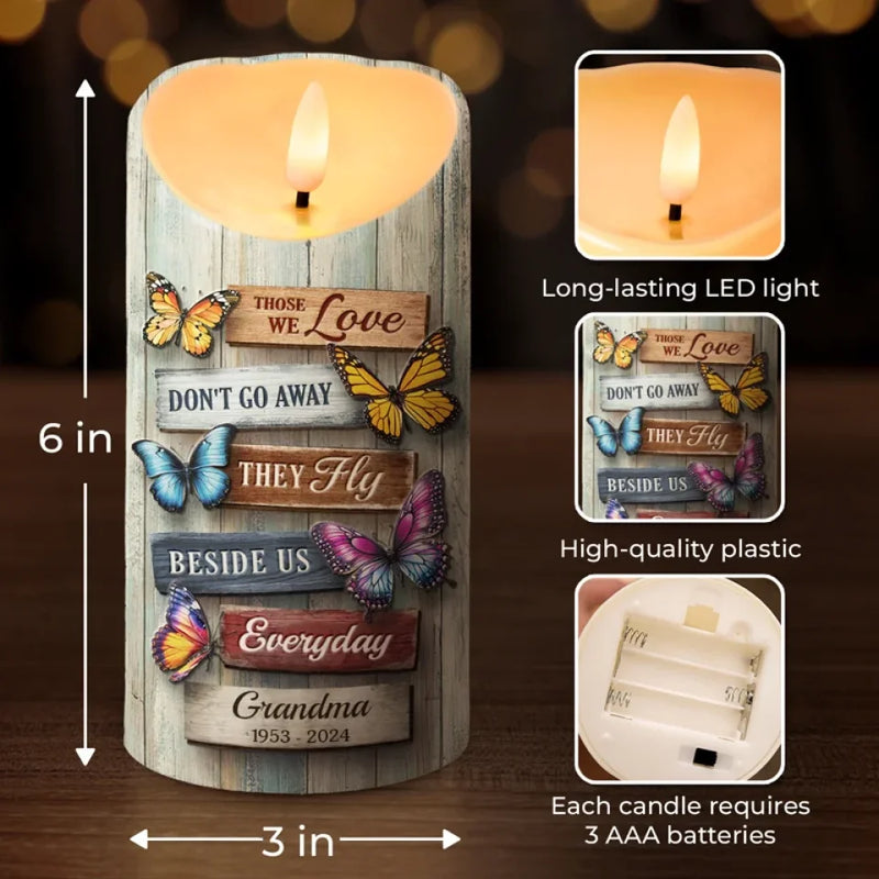 Your Spirit Continues To Inspire - Memorial Personalized Custom LED Candle - Christmas Gift, Sympathy Gift For Family Members