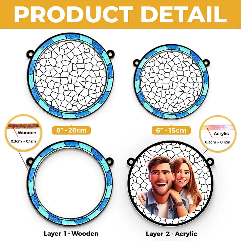 Custom Photo Love Is Our Greatest Adventure - Couple Personalized Window Hanging Suncatcher Ornament - Christmas Gift For Husband Wife, Anniversary