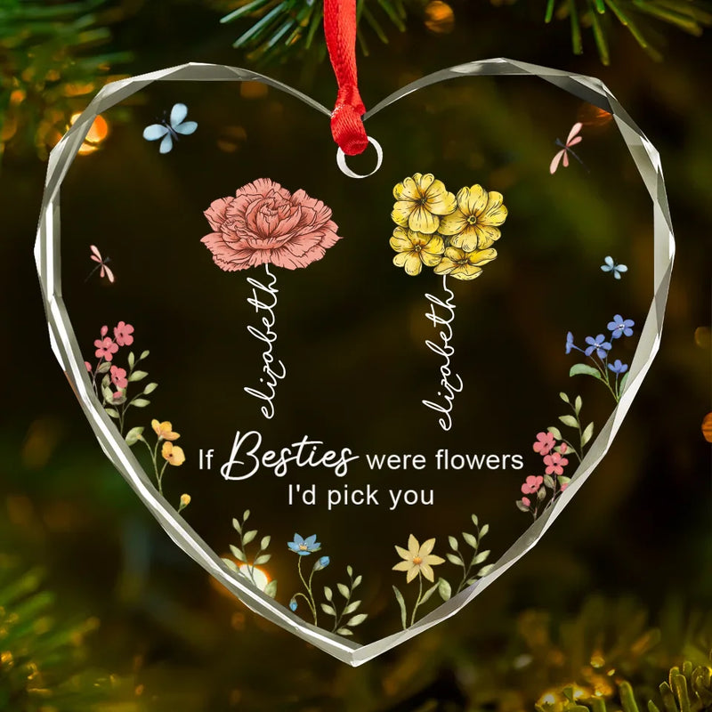 A Friend Like You Is A Blooming Miracle - Bestie Personalized Custom Heart Glass Ornament - Christmas Gift For Best Friends, BFF, Sisters