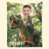 Custom Photo Roar Like A Dinosaur - Family Personalized Custom Blanket - Gift For Kids