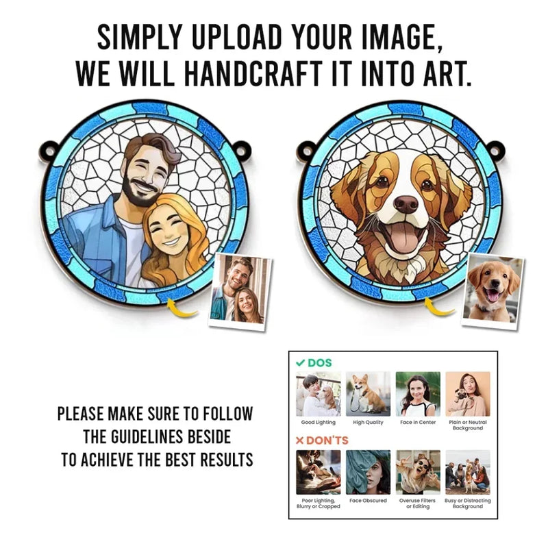 Custom Photo No Longer By My Side, But Forever In My Heart - Memorial Personalized Window Hanging Suncatcher Ornament - Sympathy Gift For Pet Owners, Pet Lovers