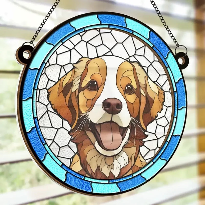 Custom Photo No Longer By My Side, But Forever In My Heart - Memorial Personalized Window Hanging Suncatcher Ornament - Sympathy Gift For Pet Owners, Pet Lovers