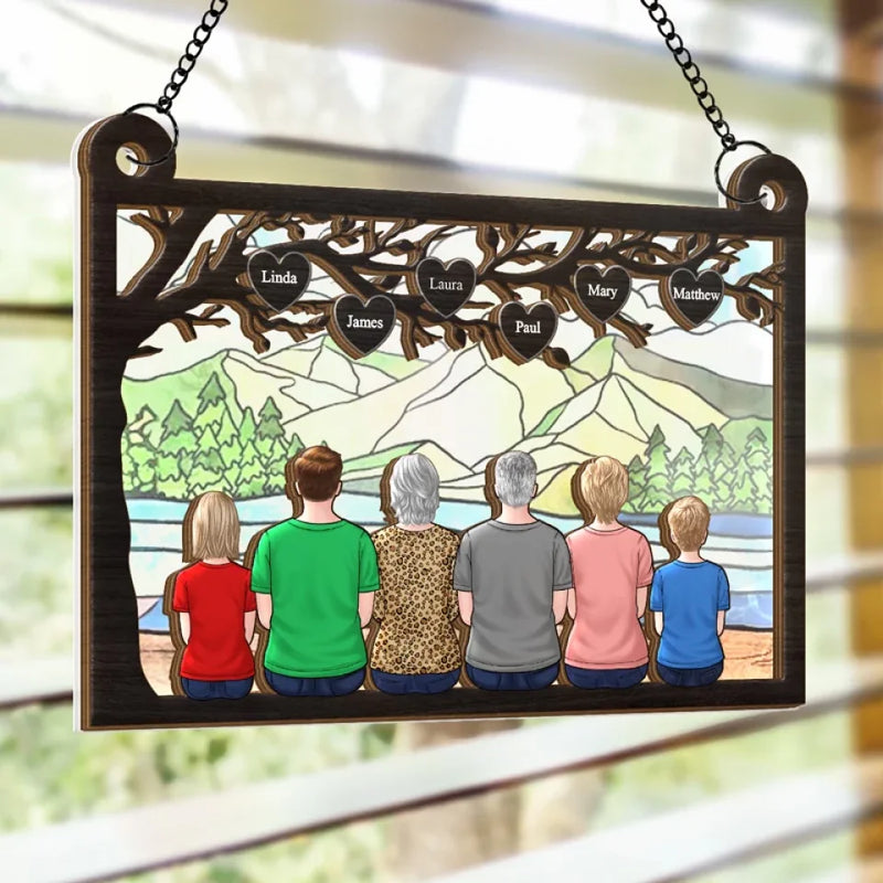Home For Christmas Means Family By Your Side - Family Personalized Window Hanging Suncatcher - Christmas Gift For Family Members